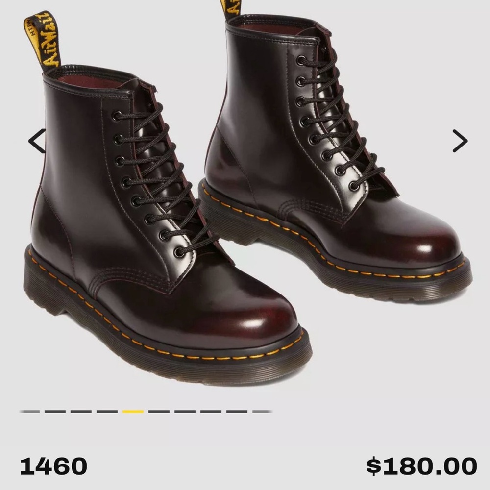 Dr. Martens Women's 8-Eye Lace-Up Boots Cherry/Black 1560 patent Arcadia 39 8 6